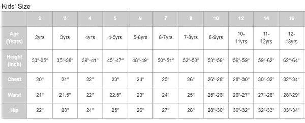 kids christmas shirts size chart