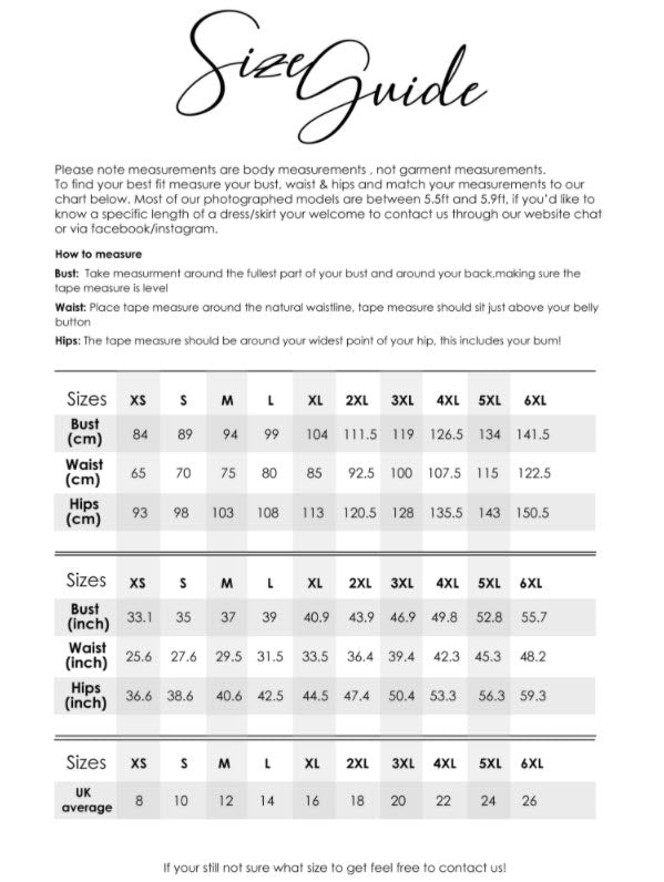 hell bunny size guide