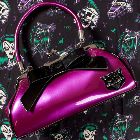 Sourpuss floozy bag purple } Poison Arrow Retro Rockabilly Clothing Australia