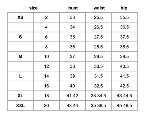 Sizing Chart