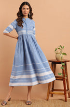 Sky Blue Cotton Western Dress