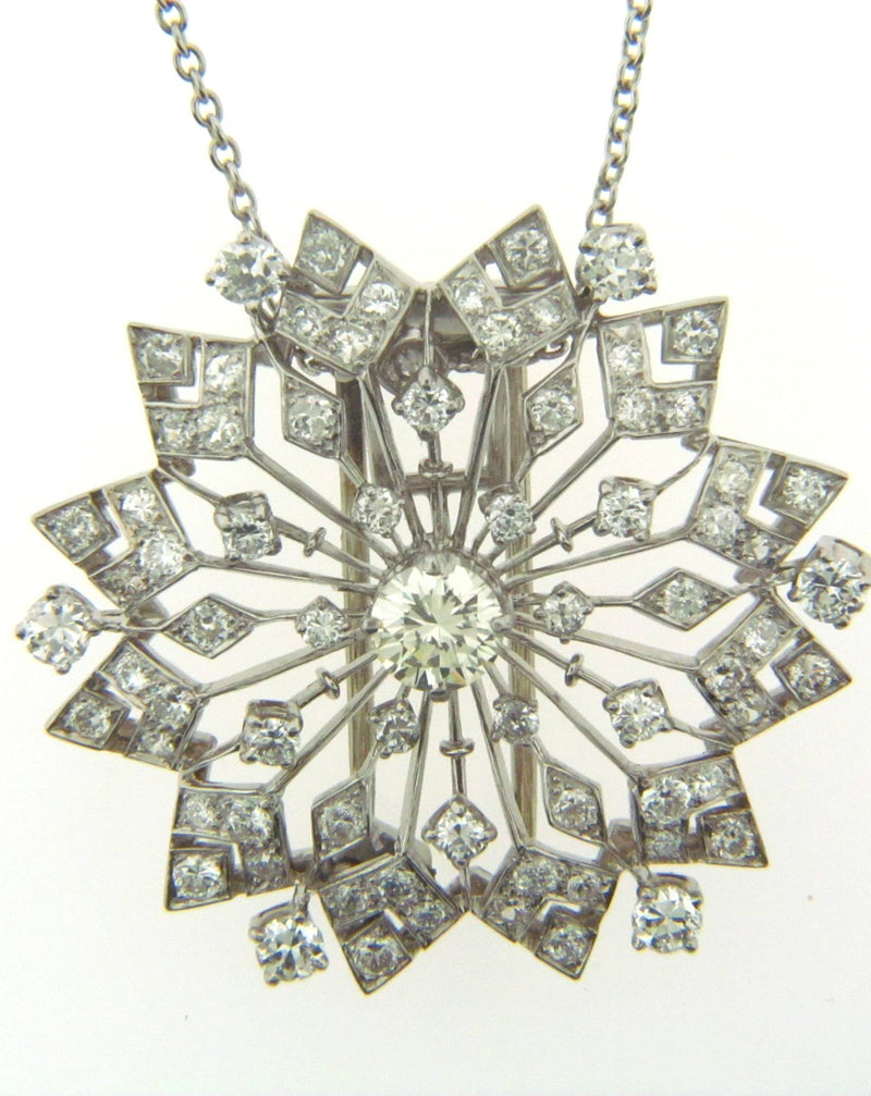 Platinum Diamond Pendant / Brooch | 18 Karat Appraisers | Beverly Hills, CA | Fine Jewelry