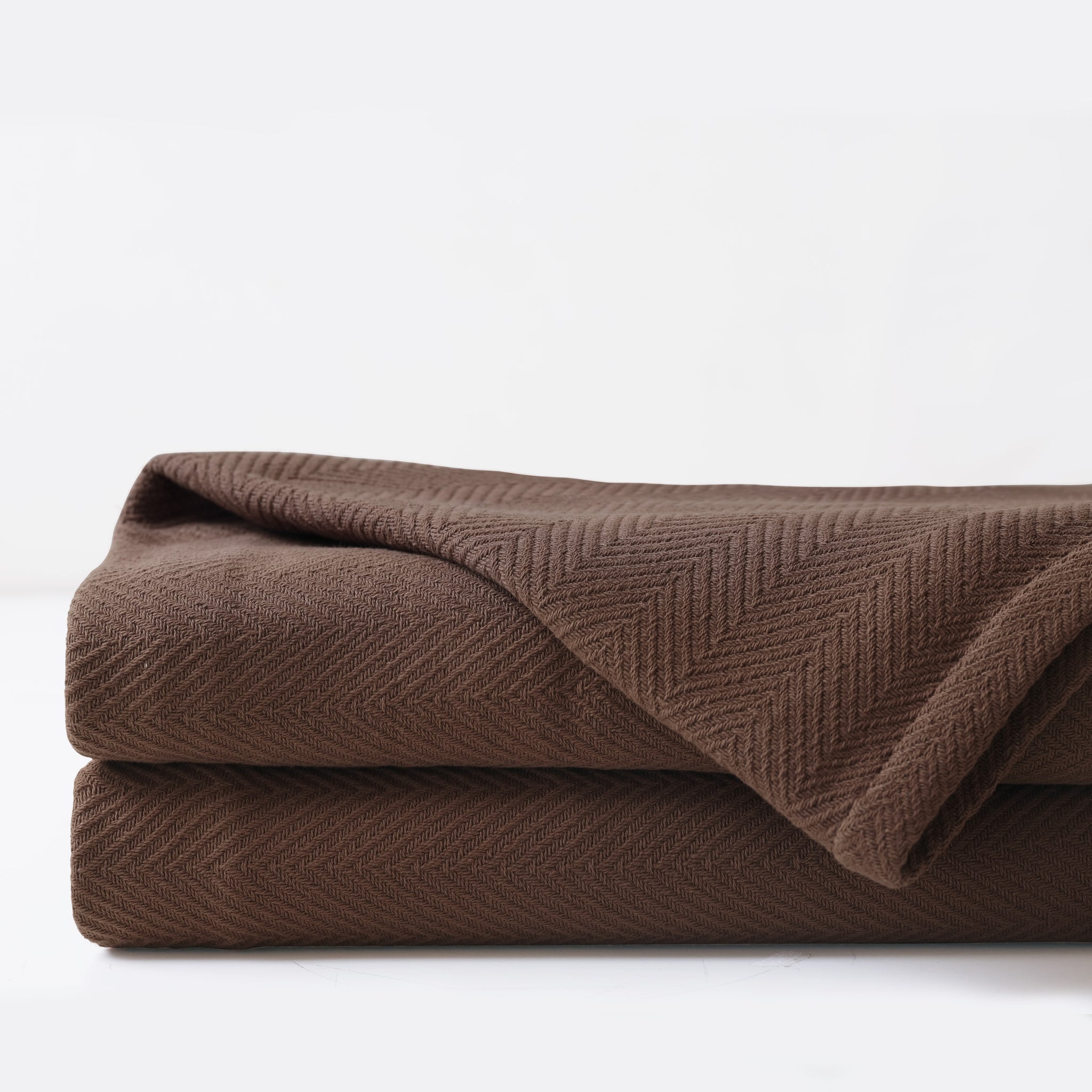 Chalet Alpine Home Chocolate Brown Herringbone Textured Coverlet