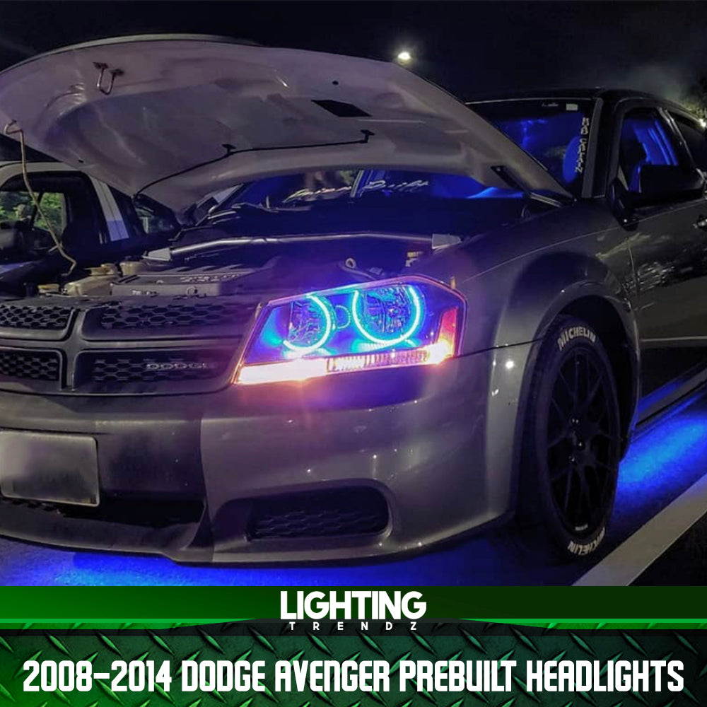 ACANII - For Black 2008-2014 Dodge Avenger Headlights Headlamps