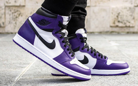 jordan 1 purple court on feet