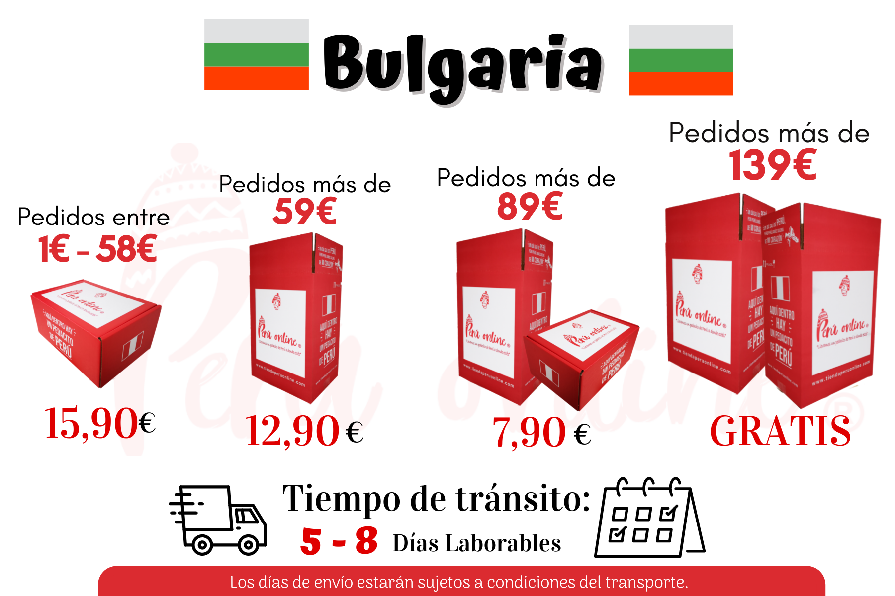Envío Bulgaria — TIENDA PERU ONLINE