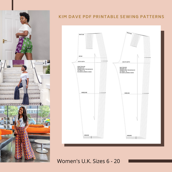 PDF Basic Trouser Printable Sewing Patterns U.K. Size 6 - 20 – Kim Dave