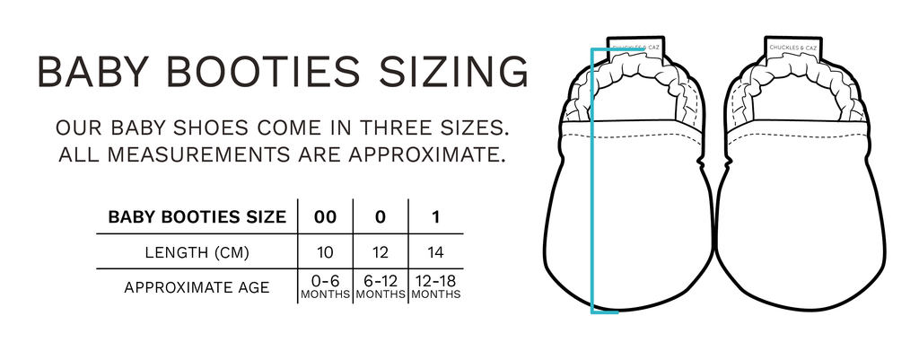 Chuckles & Caz - Baby Booties Sizing