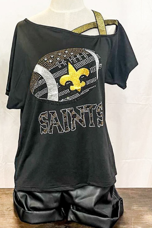 Rhinestone Saints Football Game Day Top