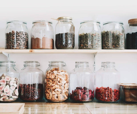Glass jars in pantry