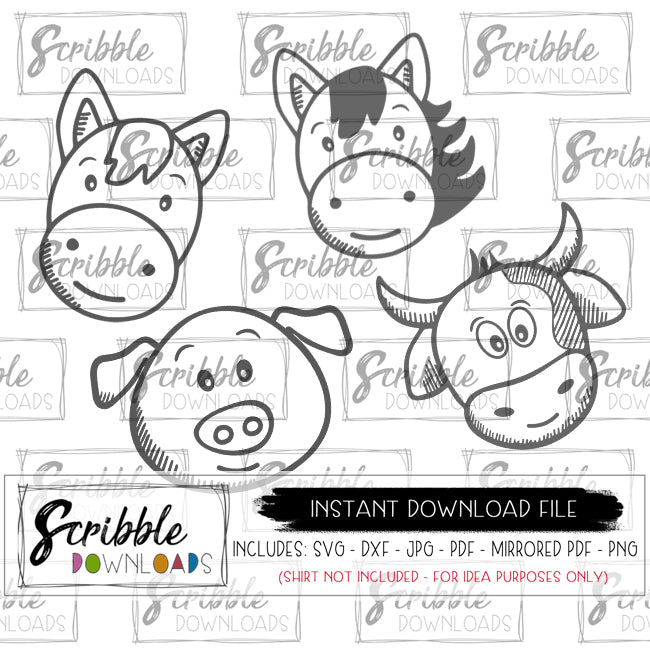 Download Animals - Barnyard SVG DXF Vector - scribble downloads
