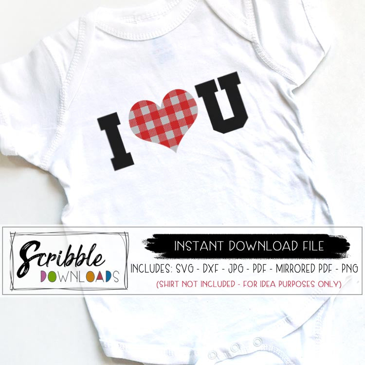 Download I Love U Plaid SVG - scribble downloads