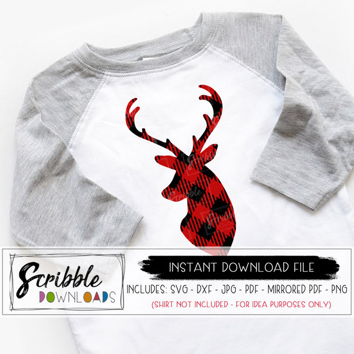 Download Reindeer Head Buffalo Plaid SVG - scribble downloads