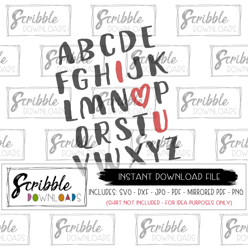 Valentine ABC SVG – scribble downloads