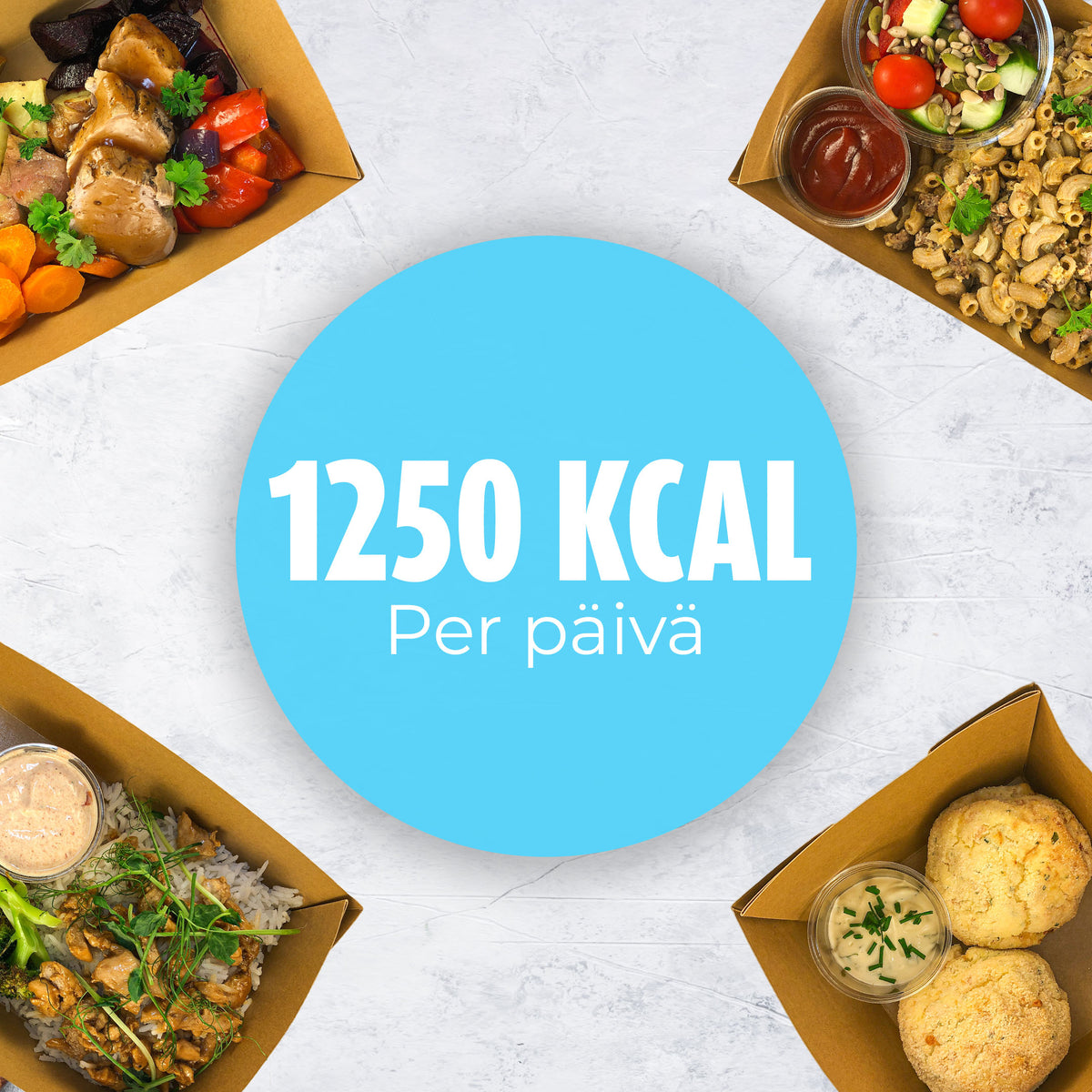 1250 kcal/päivä - 3 päivän ateriat - 25 euroa per päivä – Viikox Food