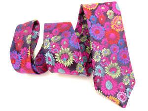 Van Buck Limited Edition Multicoloured Bright Blurred Flower Silk Tie