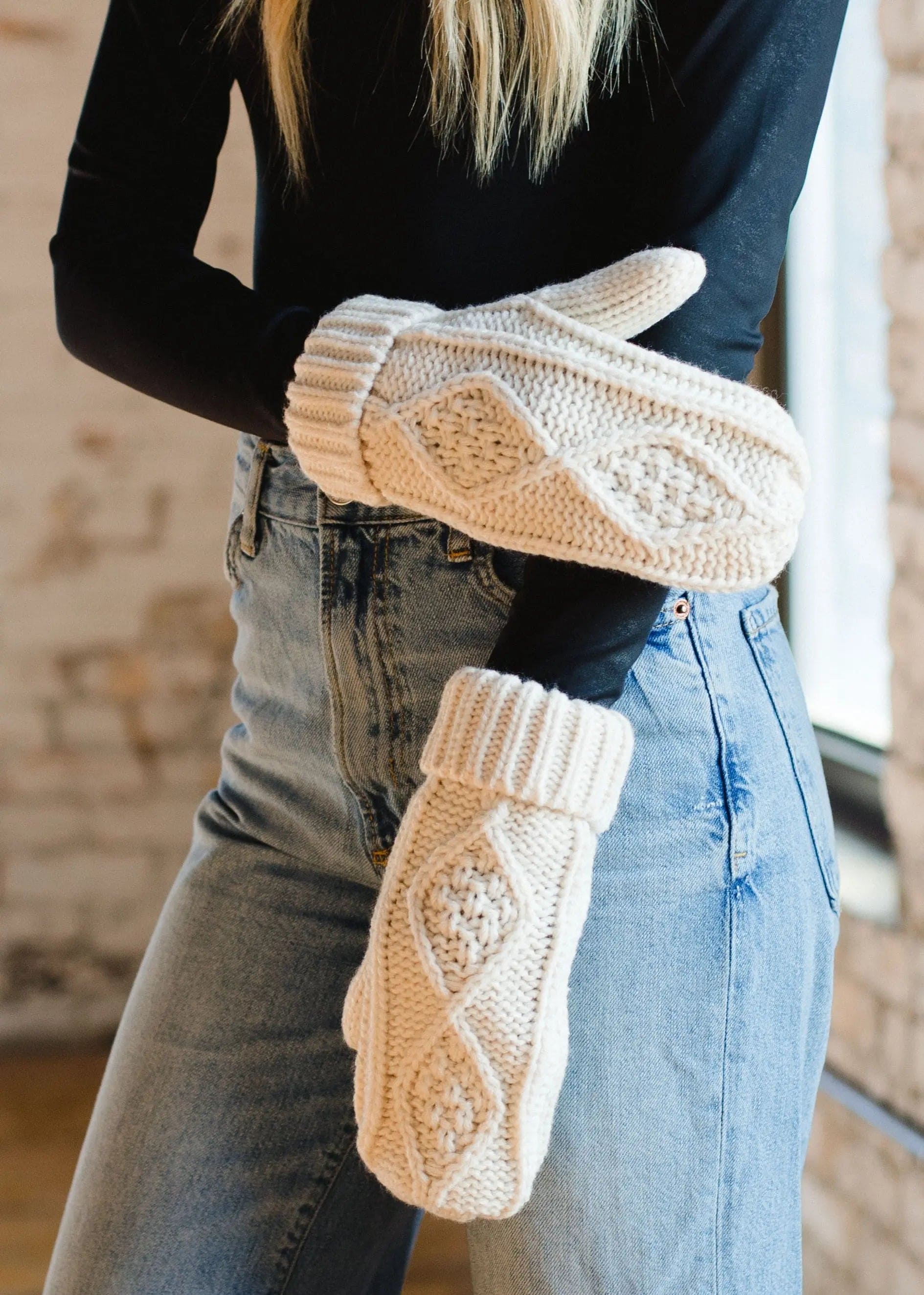 Beige Cable Knit Mittens The Magnolia Cottage Boutique