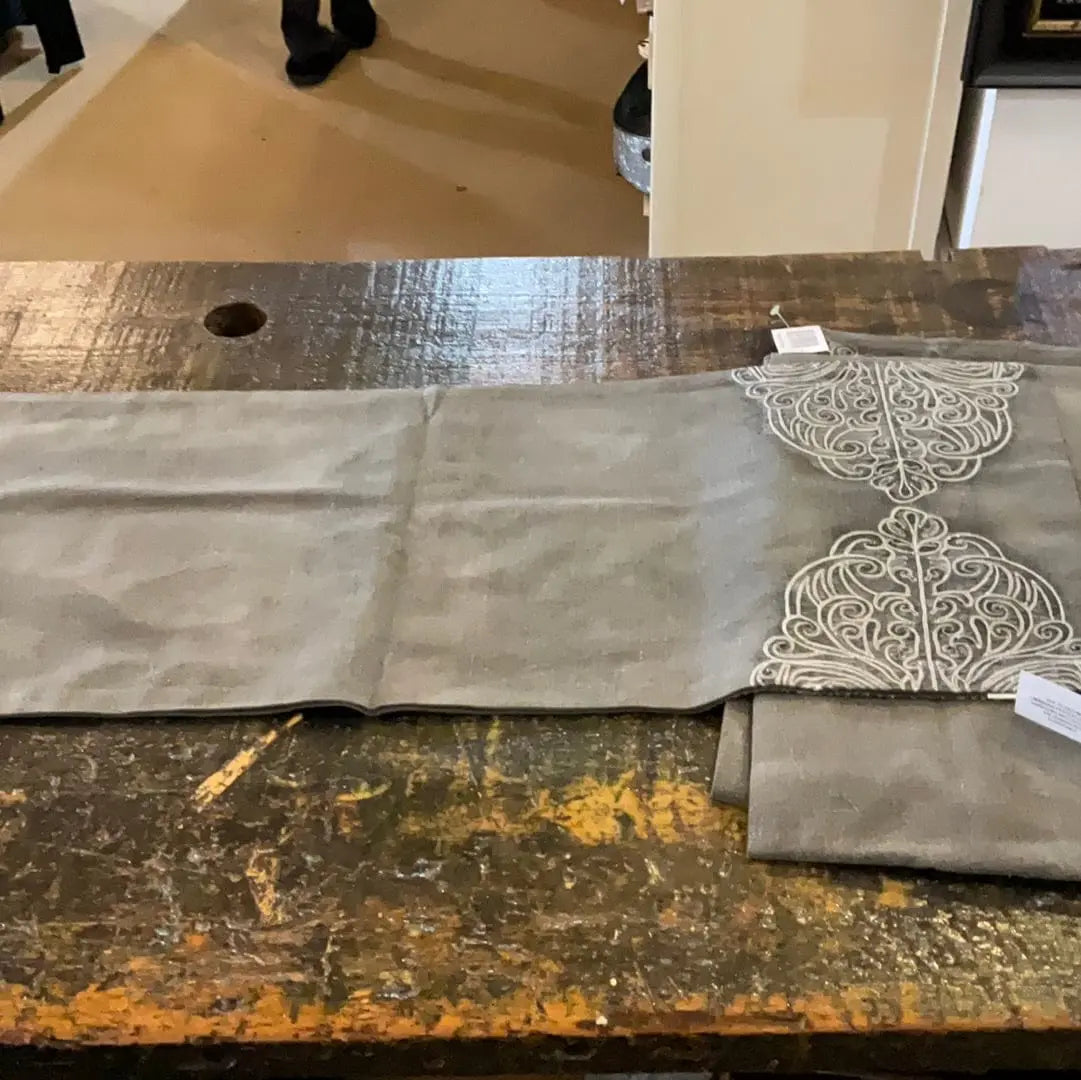 72 Gray Embroidered Table Runner The Magnolia Cottage Boutique