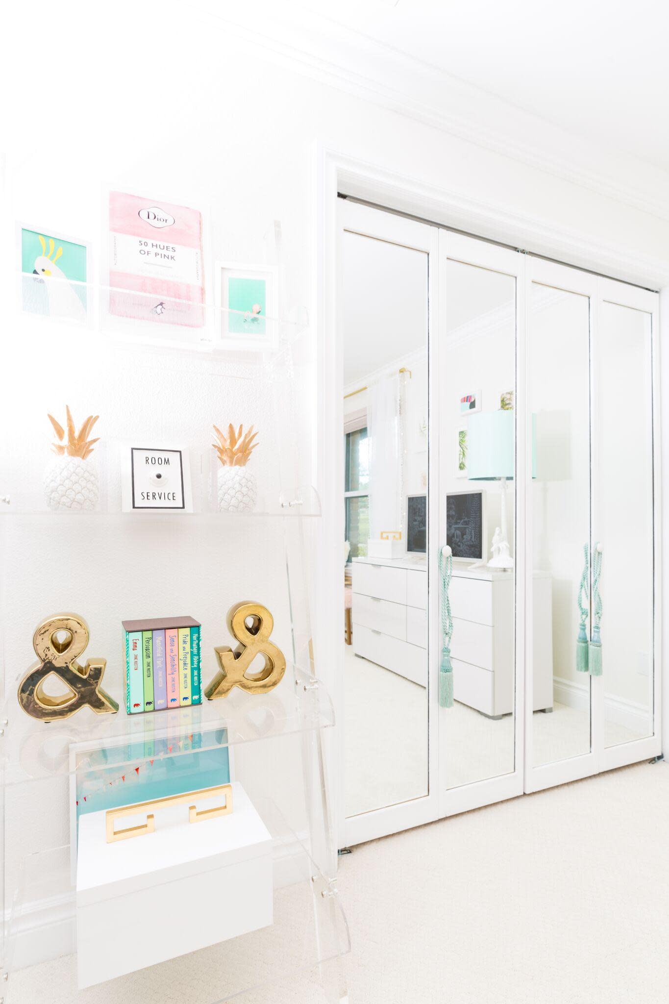 This teen's bedroom re-do was designed to last! Thanks to a classic white color palette, accessories can be changed out over the years to keep the room fresh.