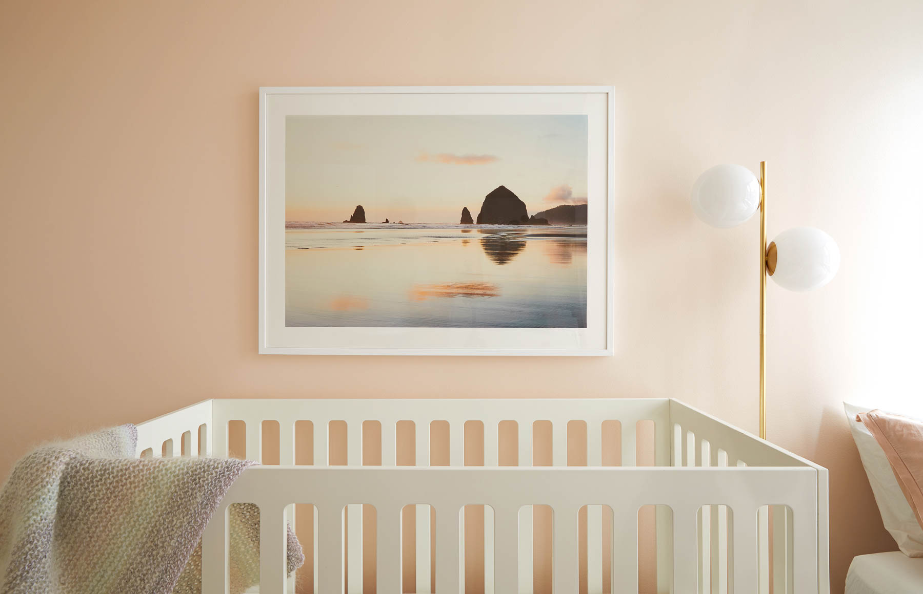 See the before and after photos of Eliza Blank's nursery makeover, painted in Clare's subtle pink Wing It.