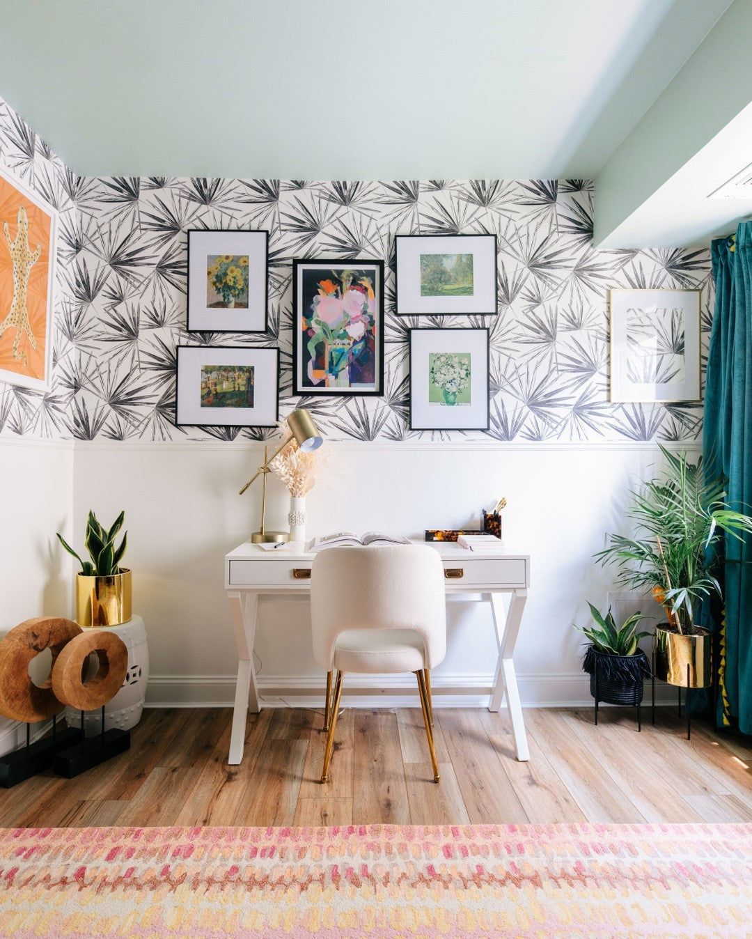 Creative paint ideas to inspire your next paint project. This home office features a painted ceiling in Headspace by Clare