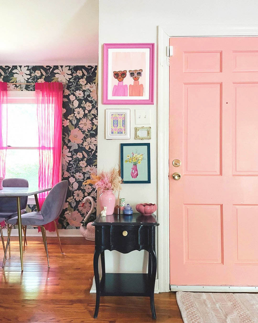 Creative paint ideas to inspire your next project. Try painting your door an unexpected hue like Pop from Clare, shown in this entryway. 