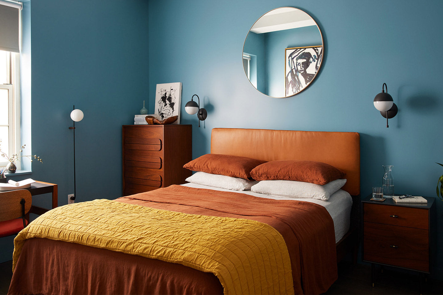 Bedroom paint colors like Blue Ivy bring a sense of calm to the space.