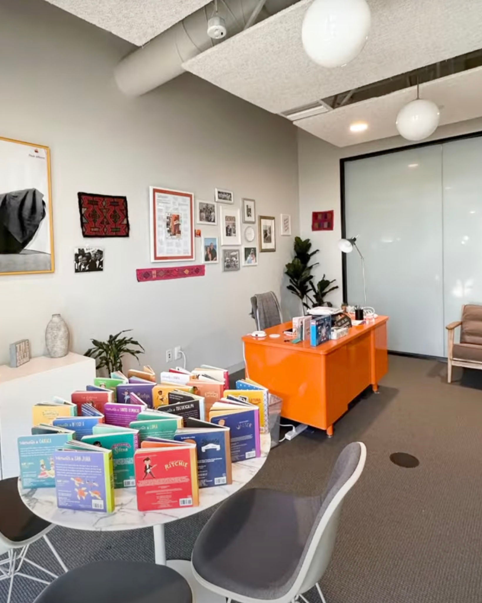 The perfect bare bones office for Jessica Alba and Lizzy Mathis to revamp for Honest CEO Carla Vernon's office, featuring Prince, a purple paint color from Clare