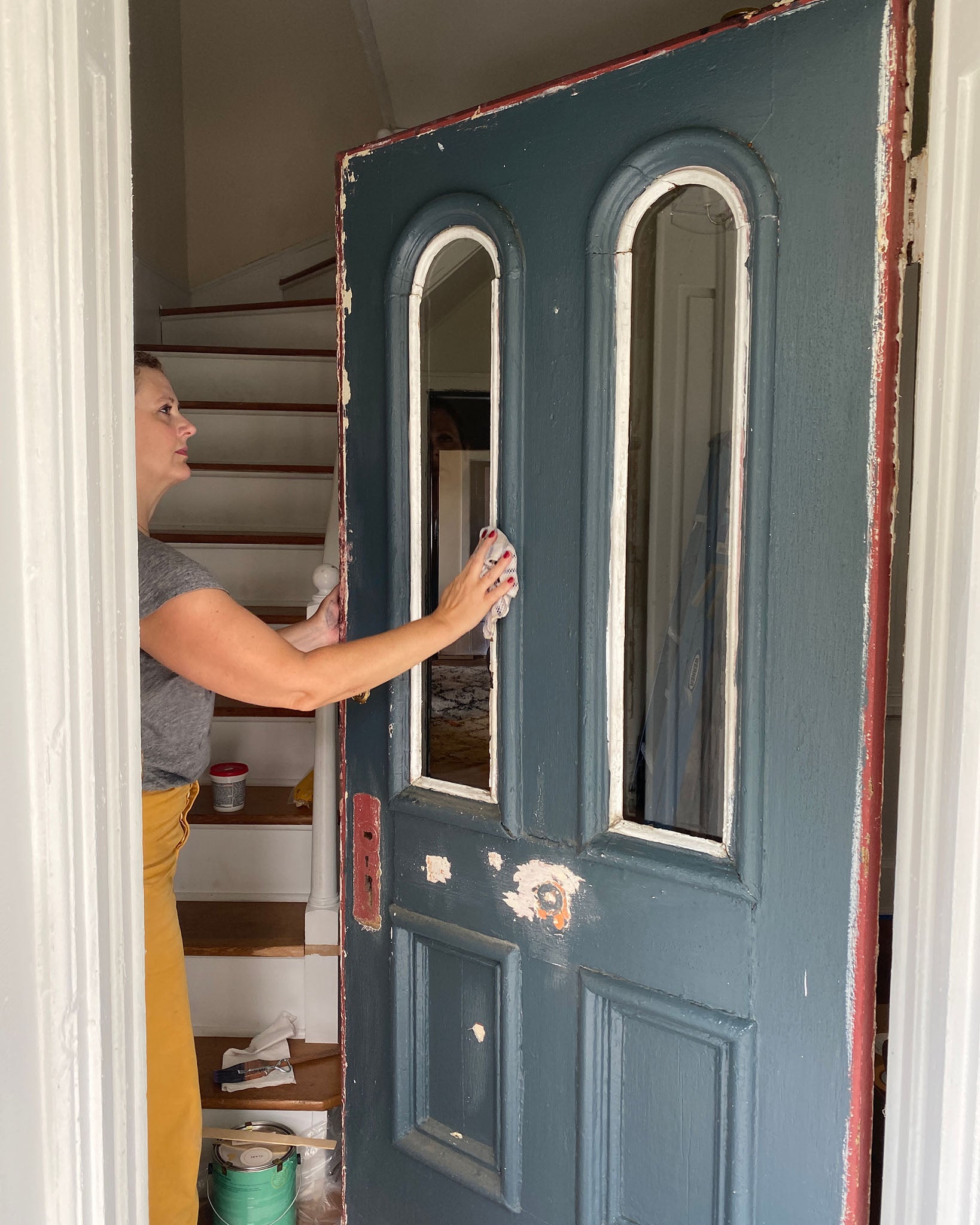 How to Paint a Front Door: Cleaning and prepping your front door for painting.
