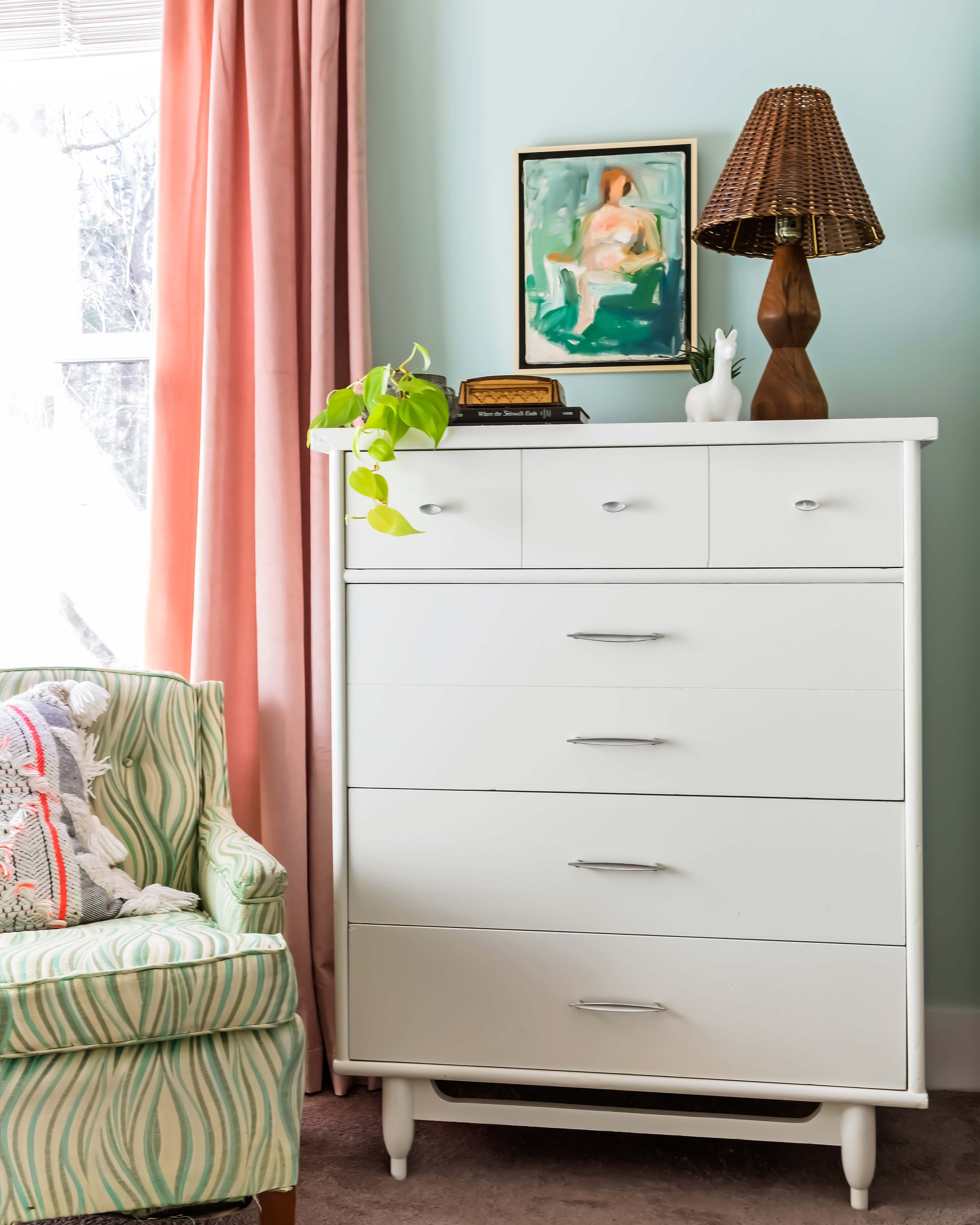 Painting a dresser in Classic, a light beige, instantly refreshes the look.