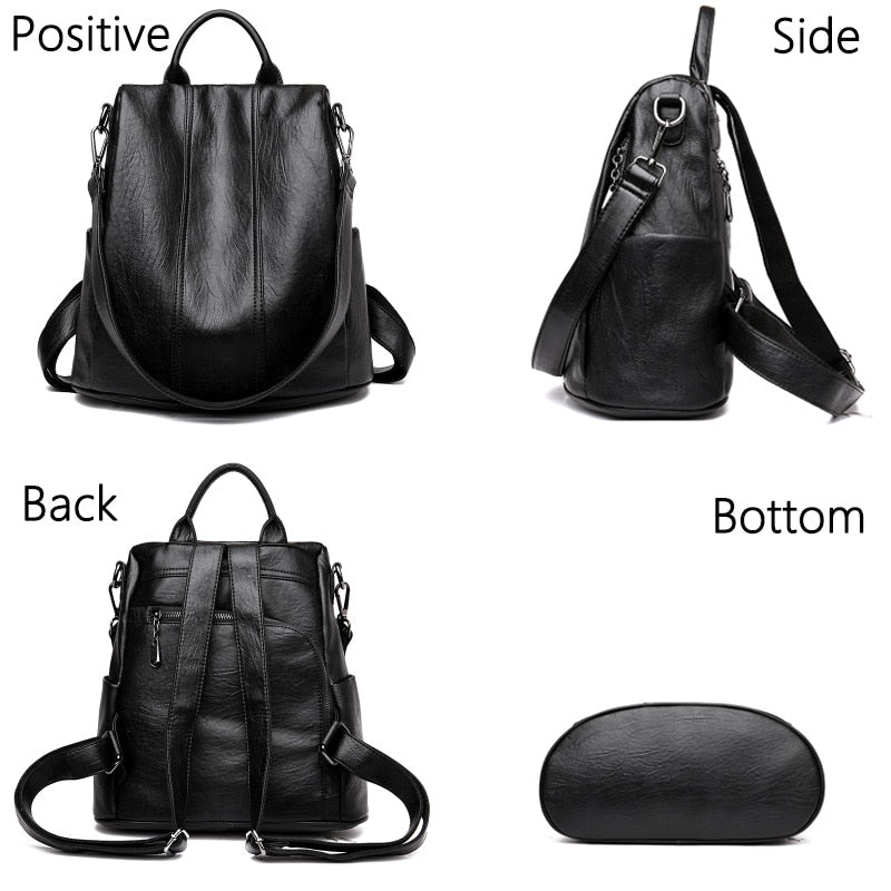 anti theft leather backpack