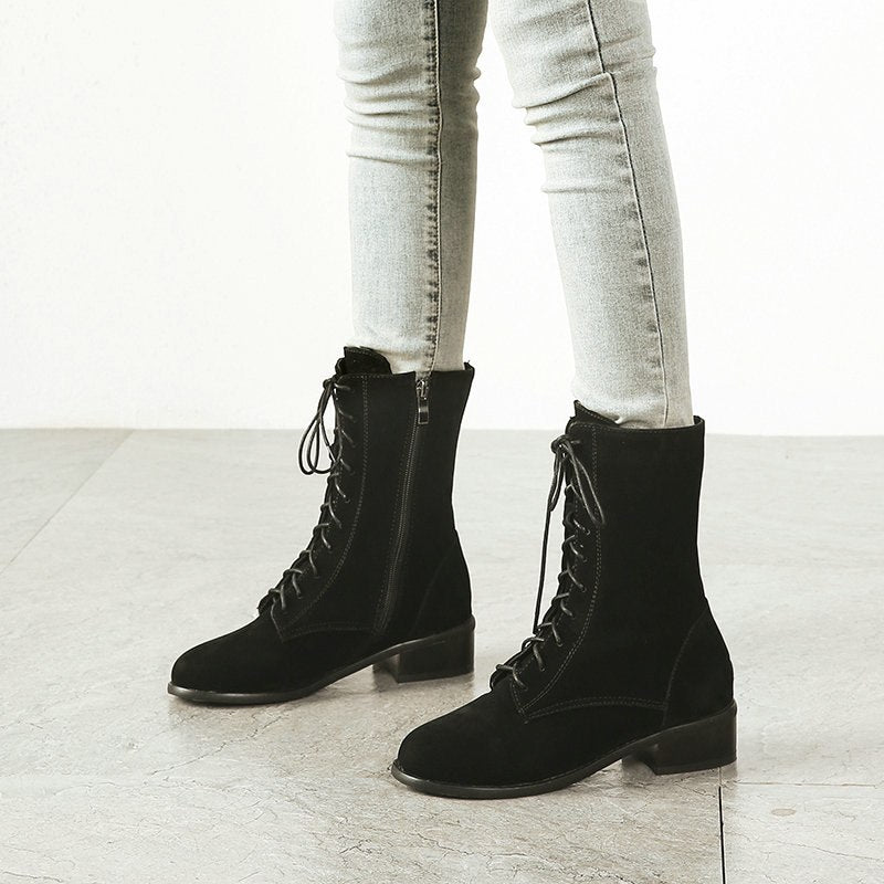 mid calf lace up boots with heel