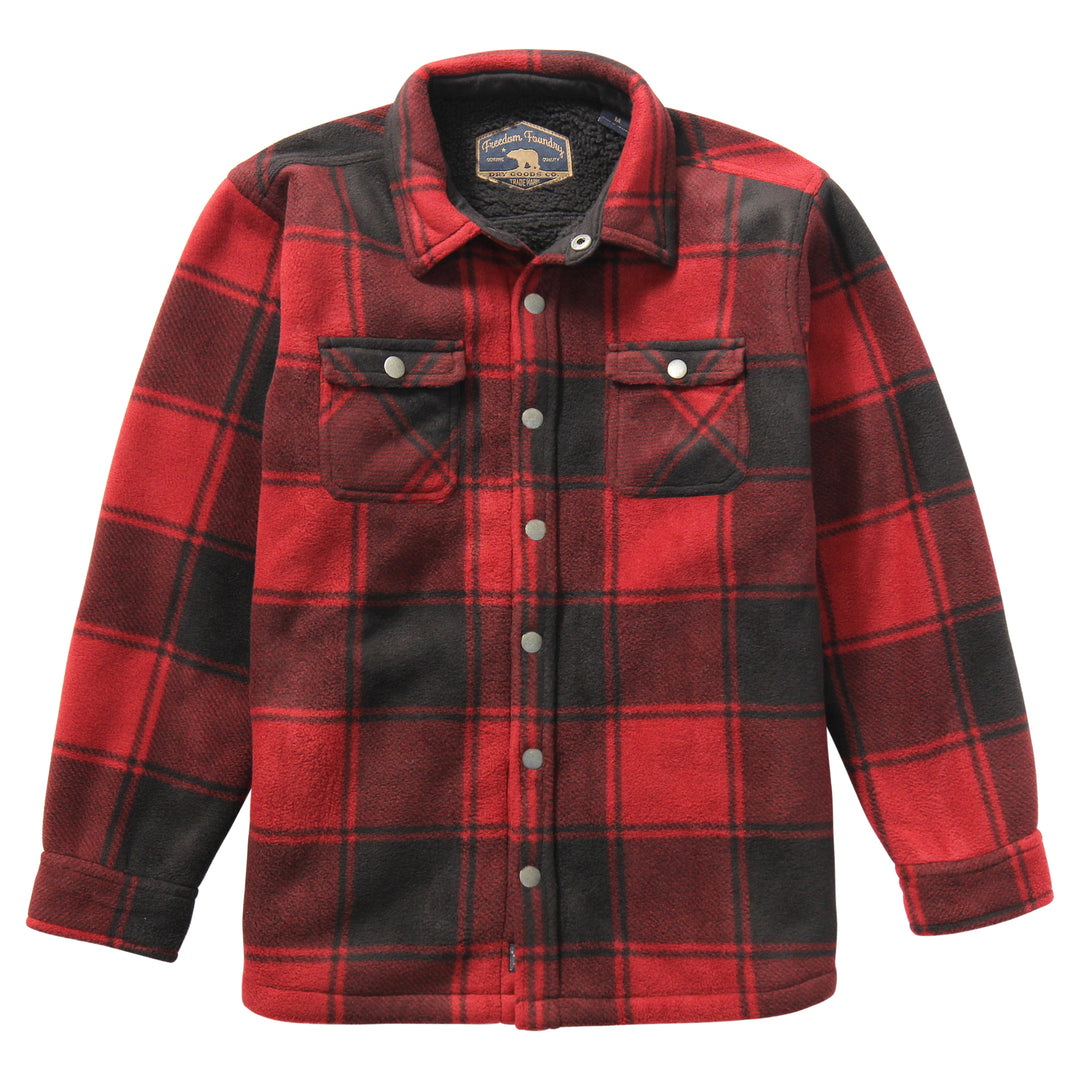 Men's Warm Sherpa Lined Fleece Plaid Flannel Shirt Jacket(All Sherpa Fleece  Line