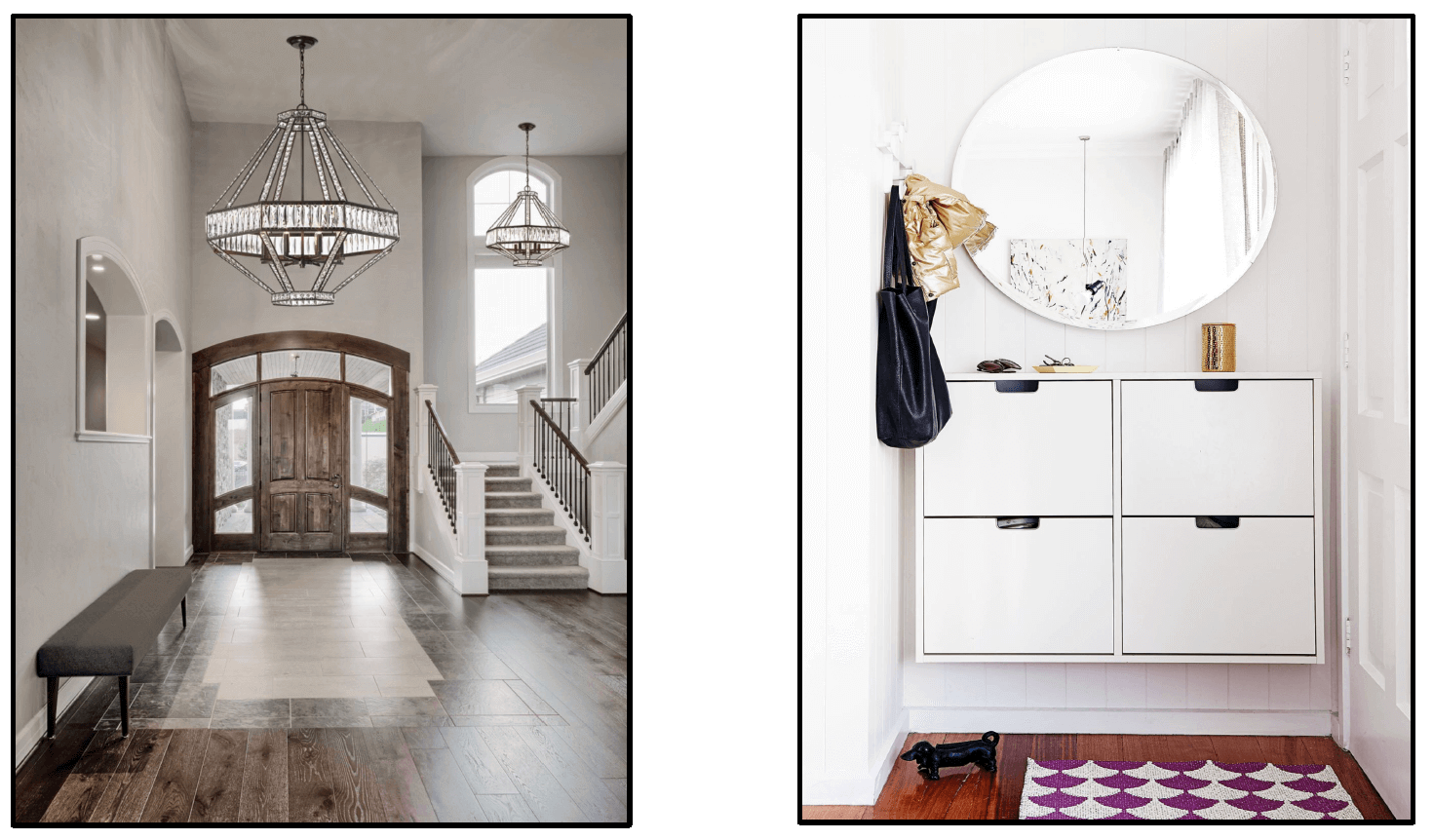 Entryway examples of large and small spaces