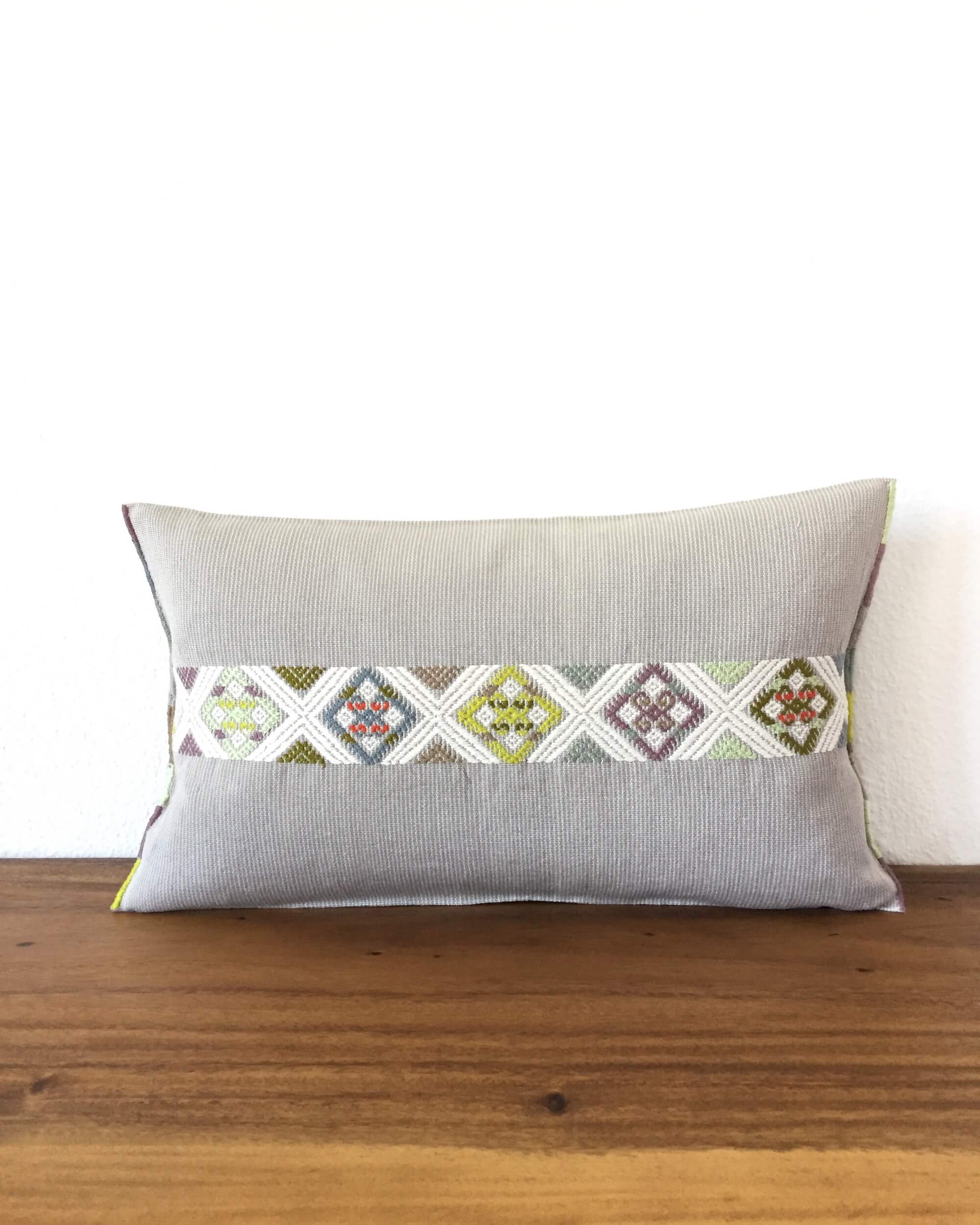 Throw Pillow grey with artisan details by Colorindio