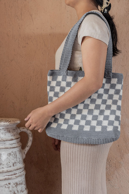 Checkered Crochet Shoulder Bag