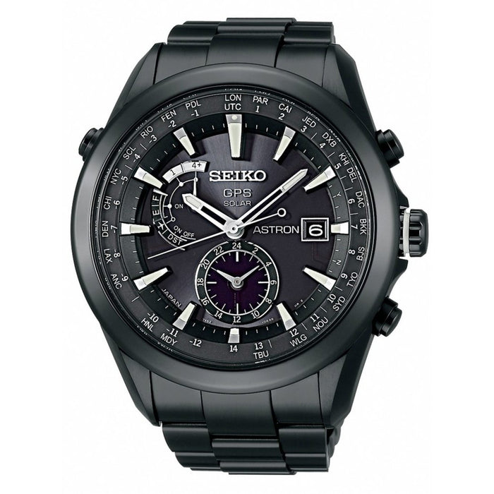 Seiko Astron GPS Solar Solar World Time Black Titanium Watch SAST007 —  