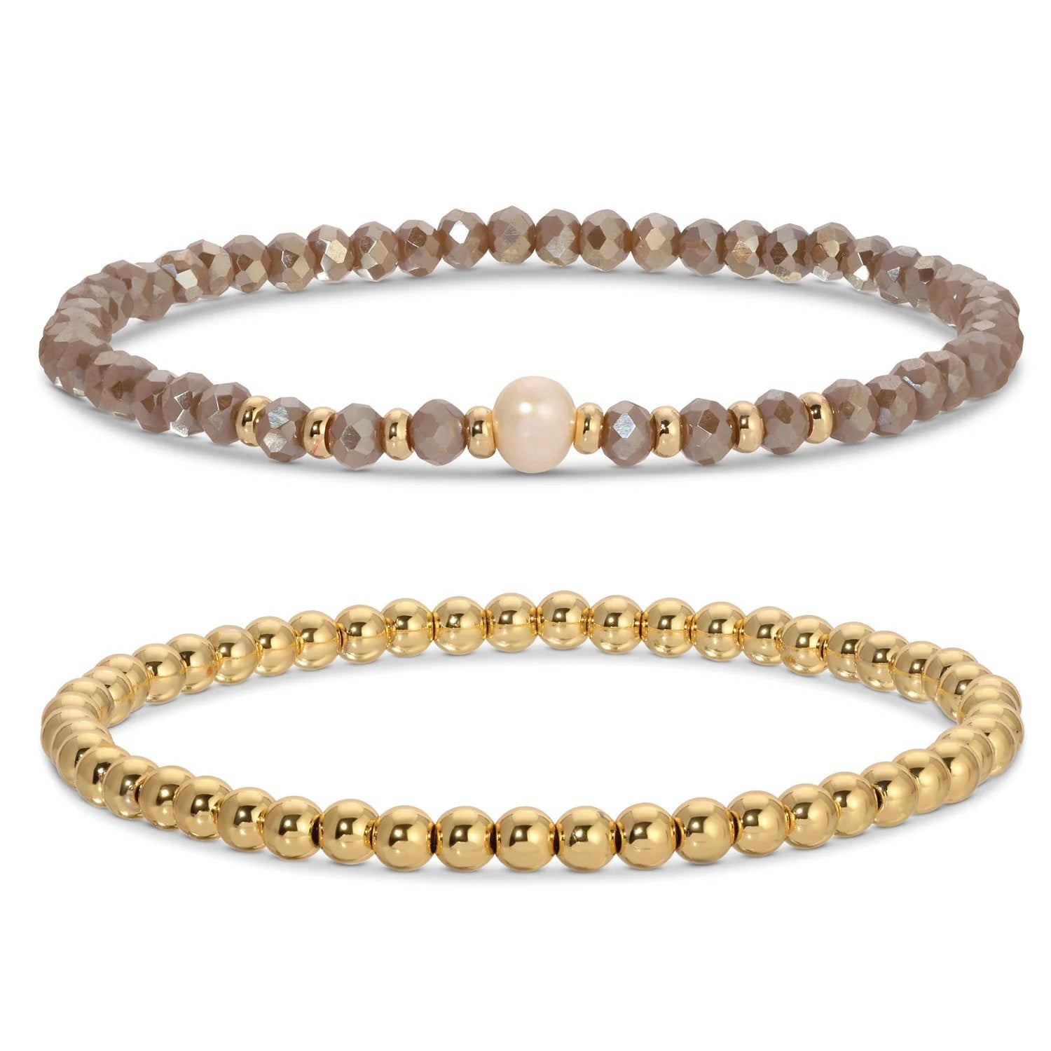 Taupe Beaded Duo Pearl Bracelet