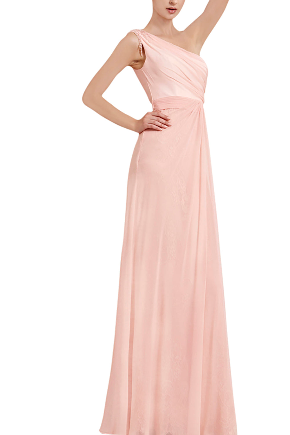 Nina in Light Pink Asymmetric Bridesmaid Dress with Beading (30023 ...