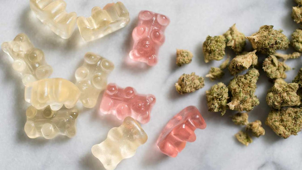 gummy bears next to marijuana on a counter medical cannabis use public health psychoactive effects delta 8 vs delta 9 federal level anxiety cannabinoids