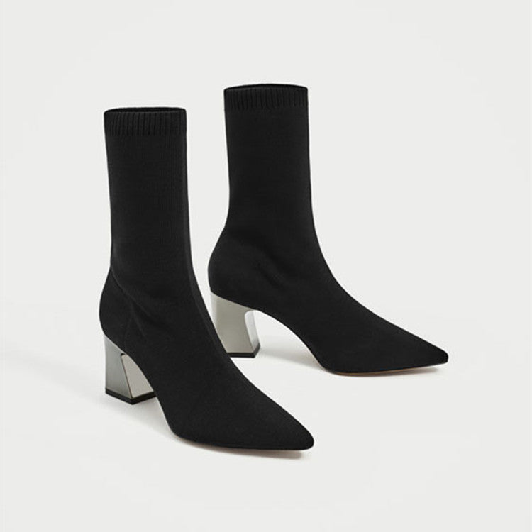 elastic heeled booties