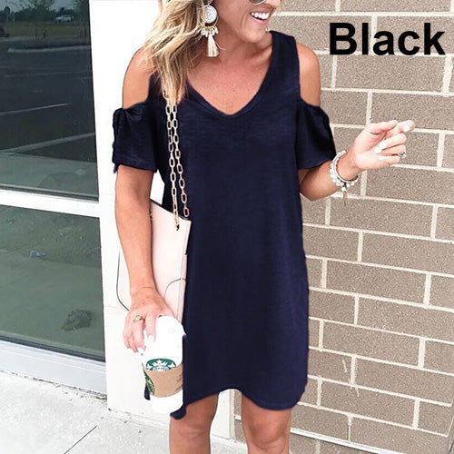 women's cold shoulder summer dresses