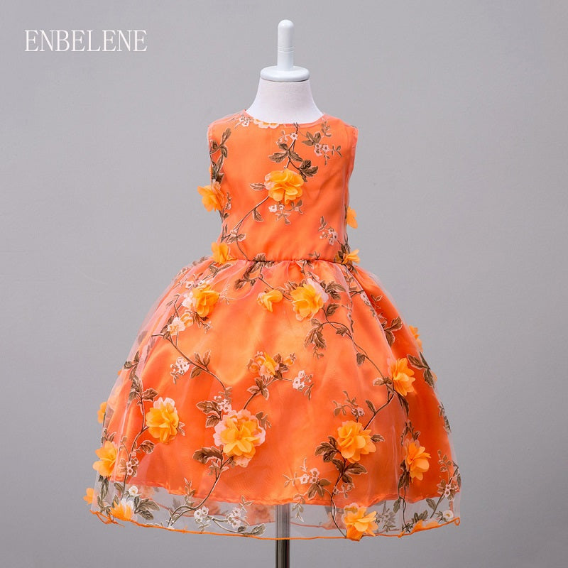 orange flower girl dress