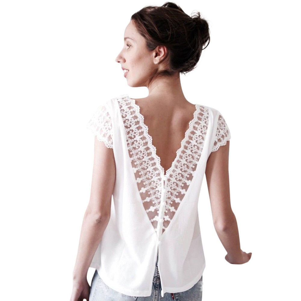 white lace blouse short sleeve