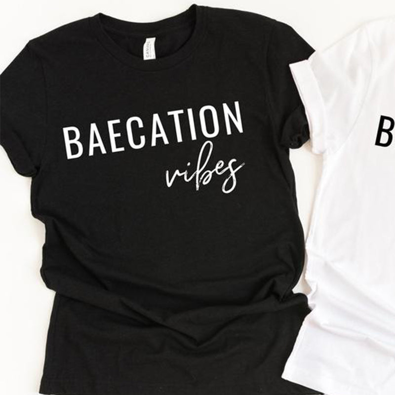Download Baecation Vibes Letter Print T Shirt Plus Size Women Short Sleeve Tumblr Tshirts 90s Grunge ...