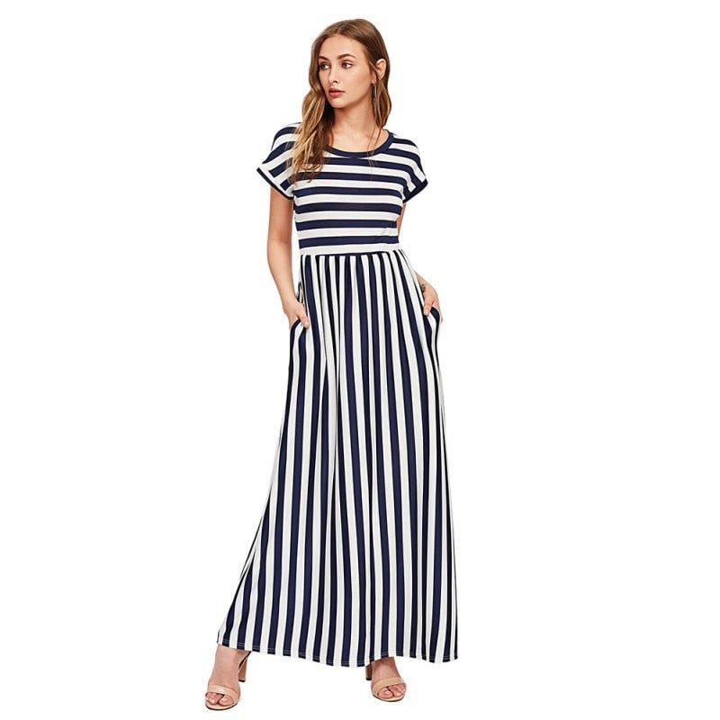 black and white striped dress womens