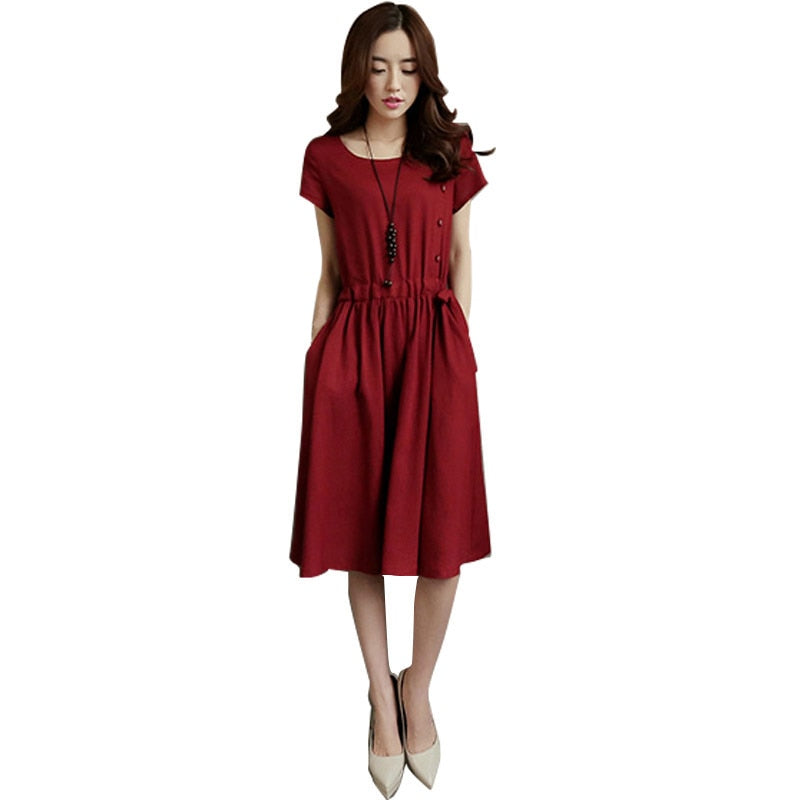 short sleeve knee length dress