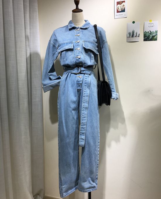 full sleeve denim jumpsuit