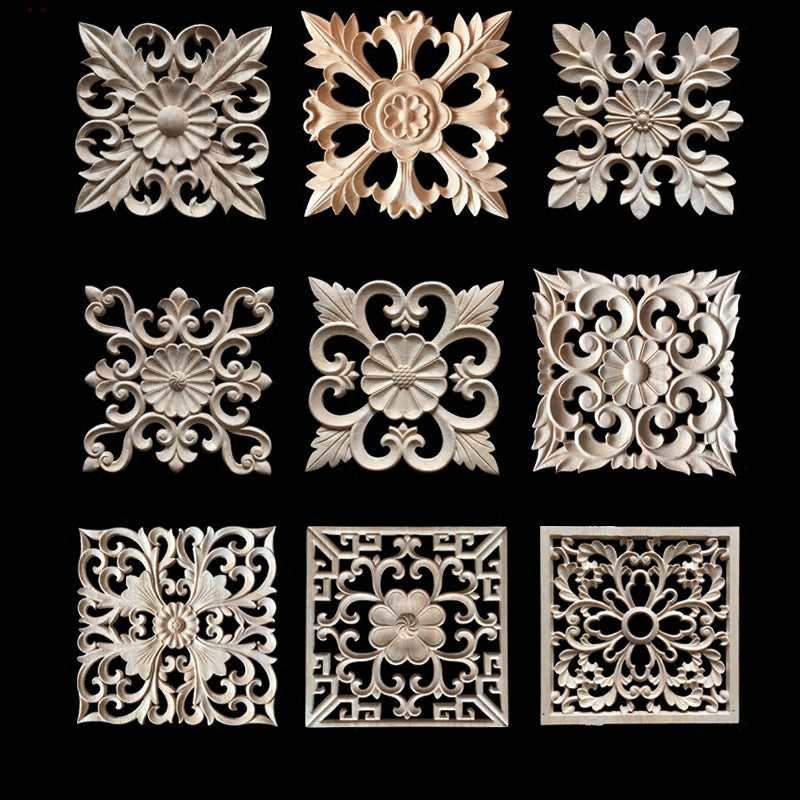 Decorative Wood Appliques Wood Carving Frame For Furniture Cabinet