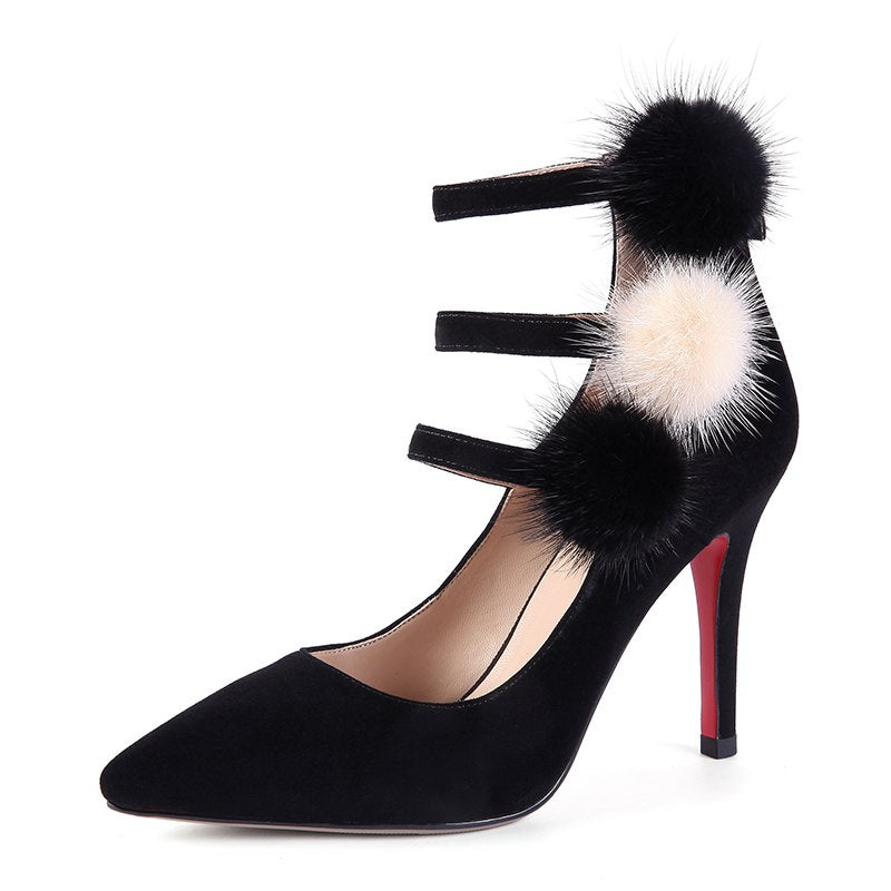 heels with fur on top